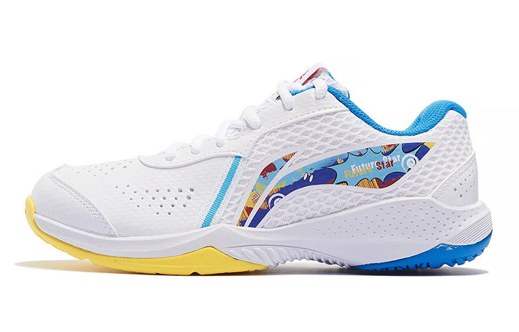 Li-Ning Li Ning Slip Resistant Cushioning Abrasion Resistant Low top Kids' Training Shoes White Blue