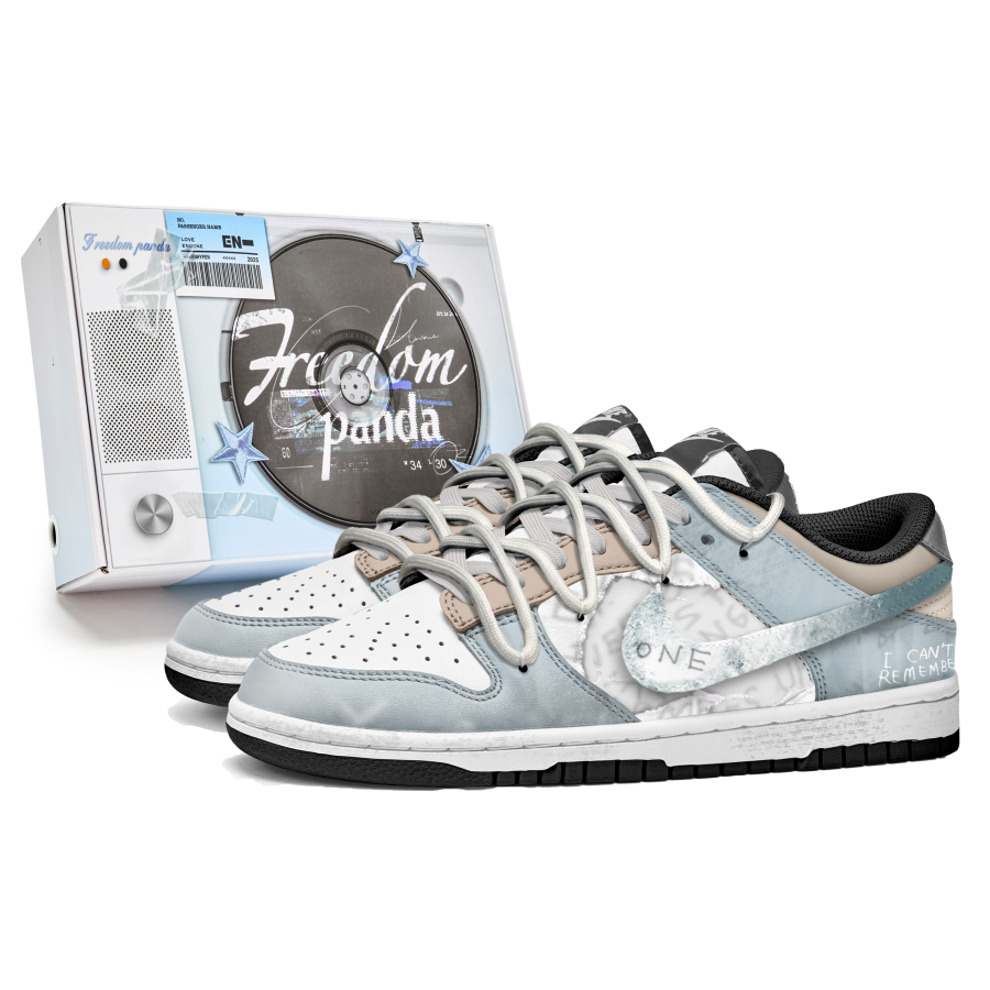 Nike Nike Dunk Slip Resistant Abrasion Resistant Low top Kids' Skateboarding Shoes Blue White Teenagers