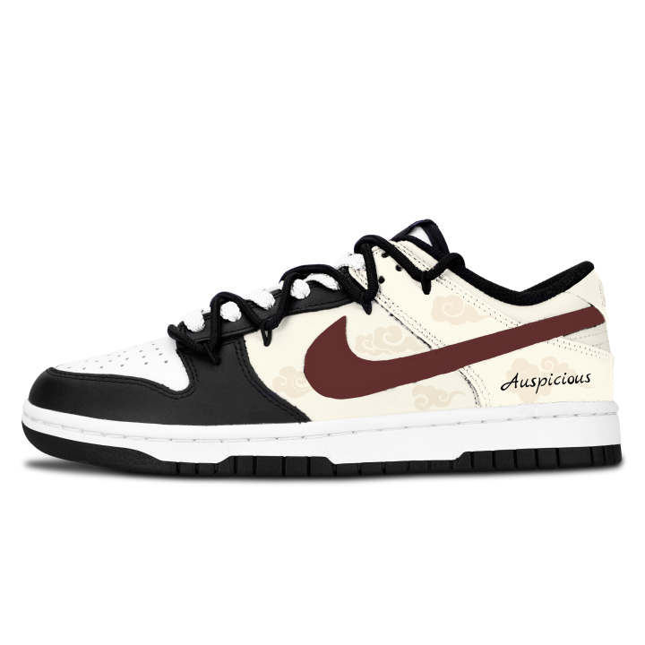 Nike Nike Dunk Black White, Crimson Cloud Elegance Abrasion Resistant Low top Skateboard Shoes Unisex Light Yellow