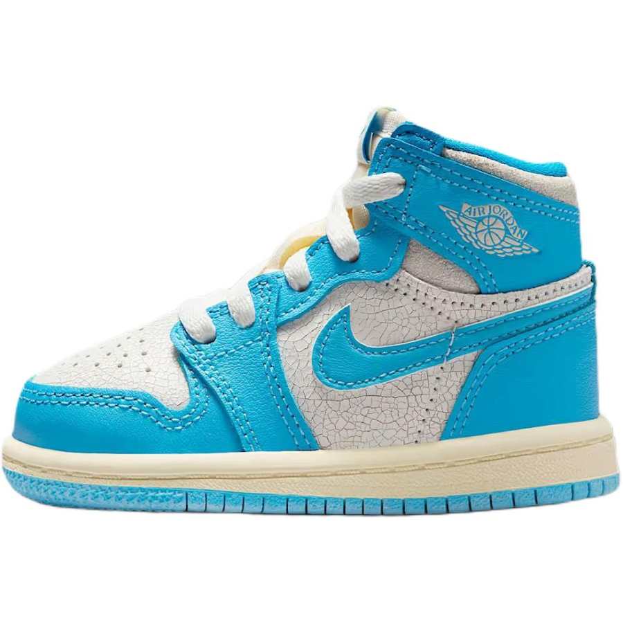 Jordan Jordan Air Jordan 1UNC Slip Resistant Abrasion Resistant High top Toddler Shoes White Blue Infant And Toddler