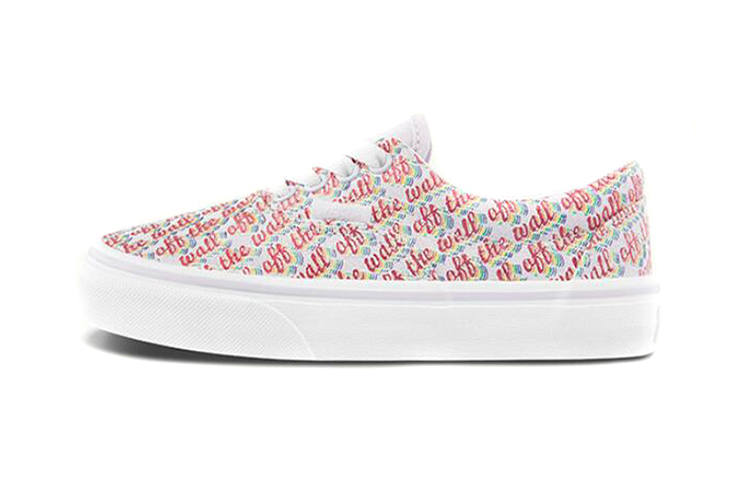 Vans Letter Print Low top Kids' Skateboarding Shoes White Pink Children Aged 3 7 Years Old