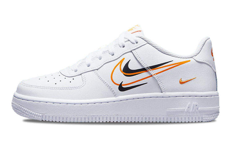 Nike Nike Air Force 1 'Multi Swoosh' Leather Low top Skateboard Shoes White Orange Unisex