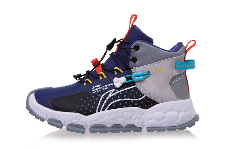 Li-Ning YOUNG Li Ning YOUNG Absolute Rock Slip Resistant Cushioning Abrasion Resistant Thermal High top Casual Shoes Black Blue