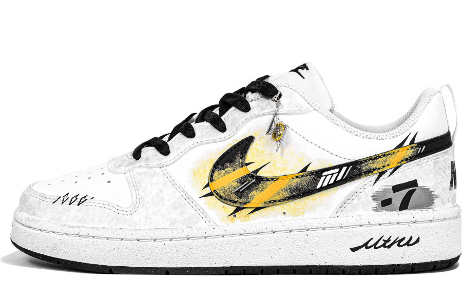 Nike Nike Court Borough Synthetic Leather Slip Resistant Slip Resistant Low top Kids' Skateboarding Shoes Lightning Yellow