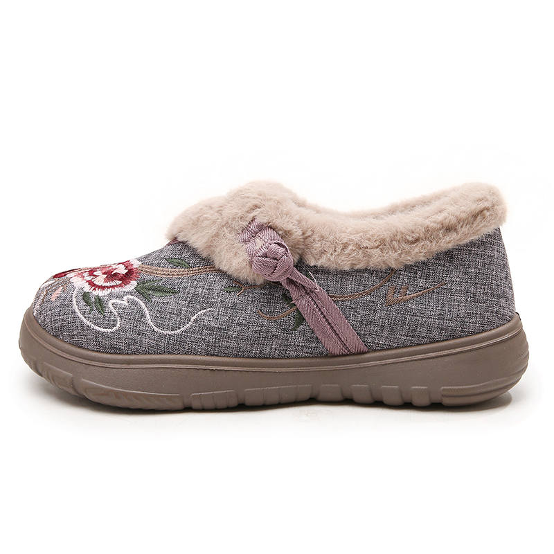 Warrior Old Beijing Cloth Shoes Winter Fleece Lined Thermal Abrasion Resistant Cushioning Insulated Shoes Women's