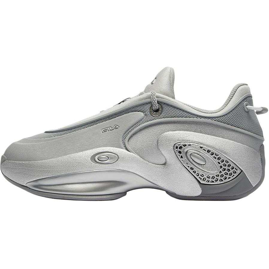 FILA KIDS Slip Resistant Abrasion Resistant Low top Children's Basketball Shoes Silver Teenagers