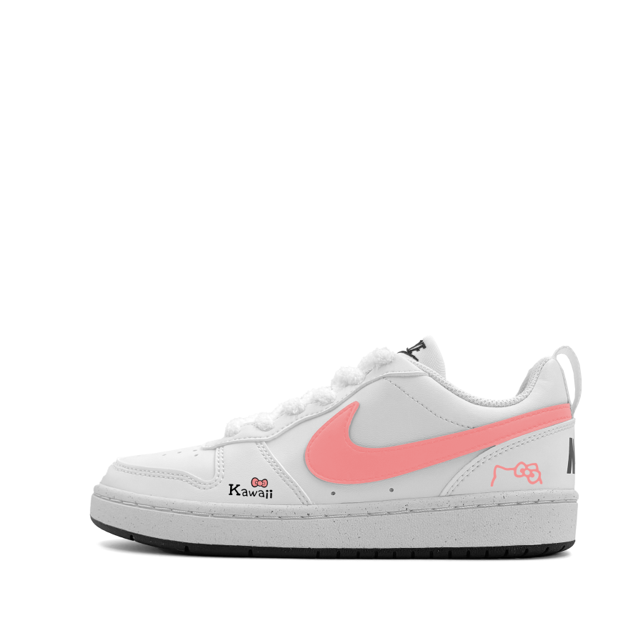 Nike Nike Court Borough Kawaii Synthetic Leather Abrasion Resistant Low top Kids' Skateboarding Shoes Pink Teenagers