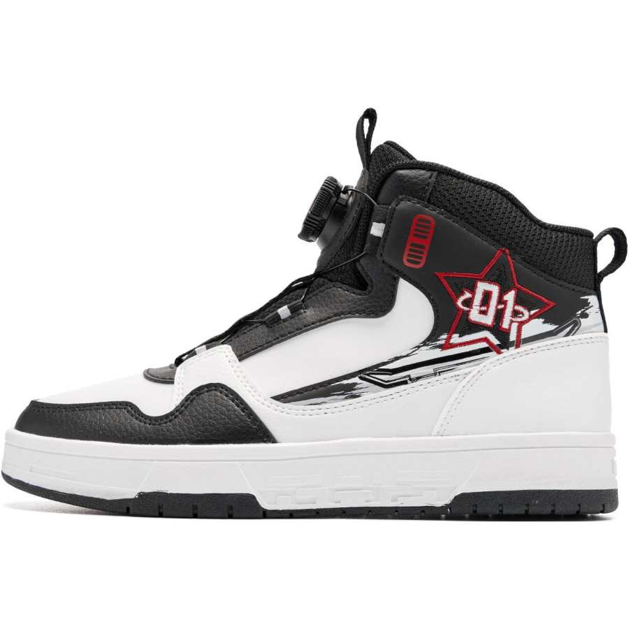 QIAODAN High top Skateboard Shoes White Black Teenagers