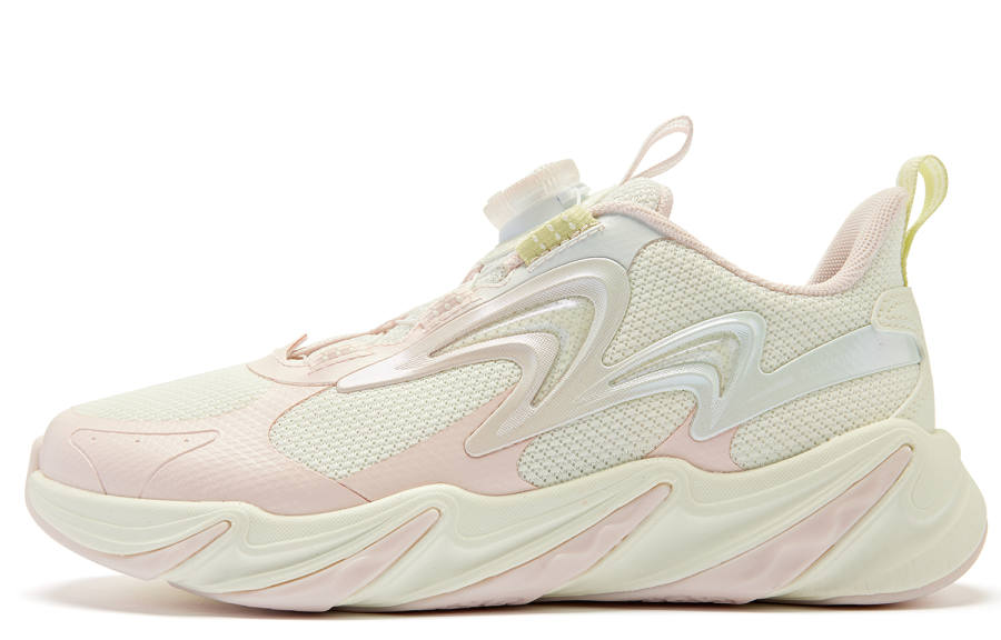 QIAODAN Knob Buckle Low top Running Shoes Pink White Teenagers