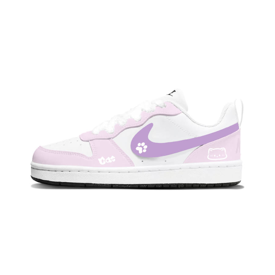 Nike Nike Court Borough Cat Paw Girlish Synthetic Leather Slip Resistant Cushioning Rebound Low top Skateboard Shoes