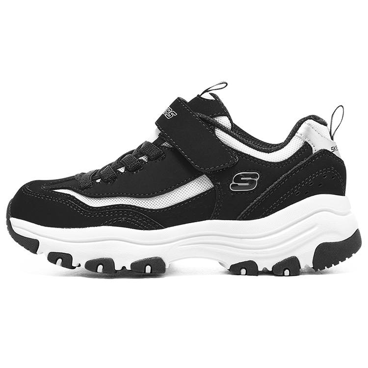 Skechers I Conik Synthetic Leather, Textile Low top Kids Lifestyle Shoes Black White Teenagers