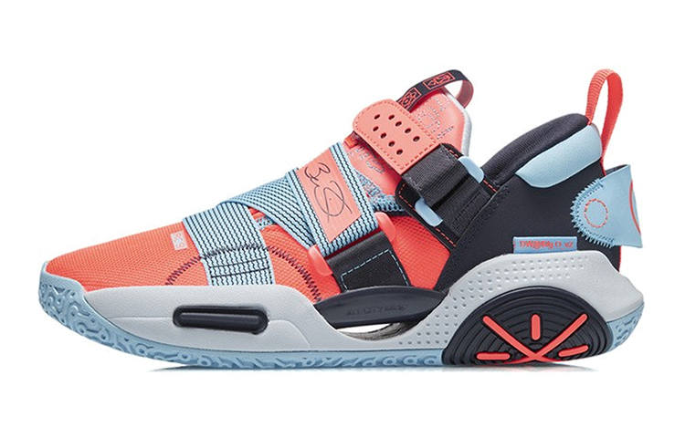 Li-Ning Li Ning All City 9 V2 Youth Edition Low top Children's Basketball Shoes Orange Blue Teenagers