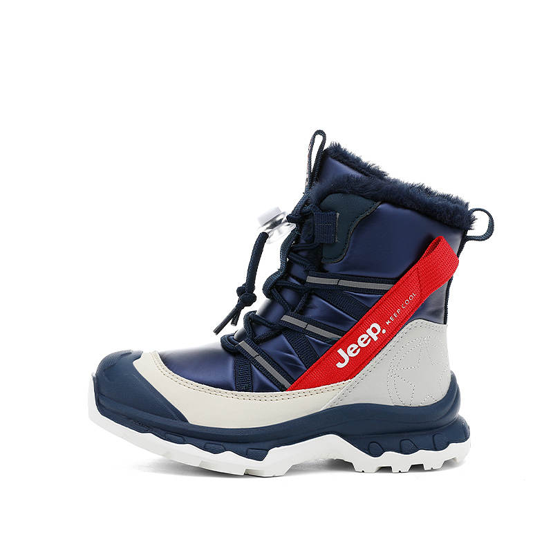 Jeep Synthetic Leather Fabric Anti Kick Abrasion Resistant Waterproof Thermal Slip Resistant High top Snow Boots Kids'