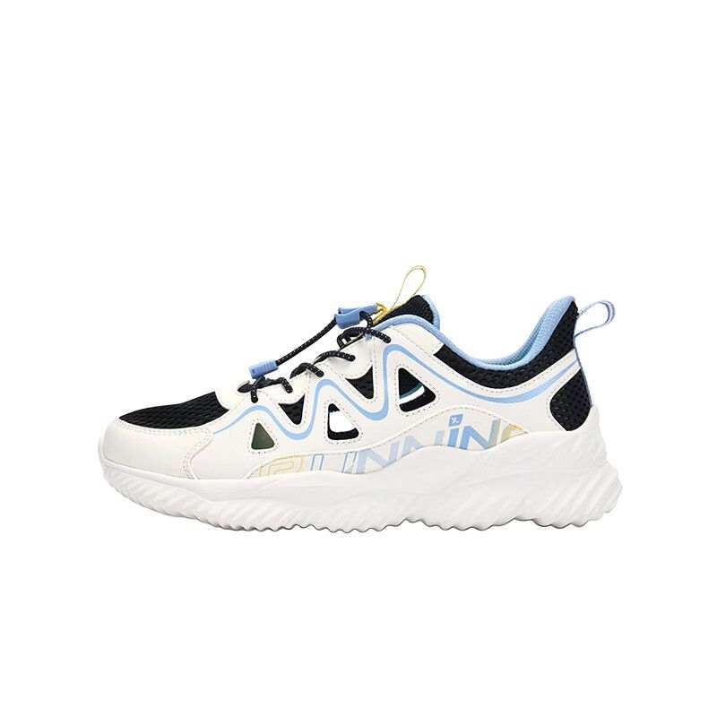 XTEP Synthetic Leather, Textile Low top Running Shoes White Black Blue Unisex
