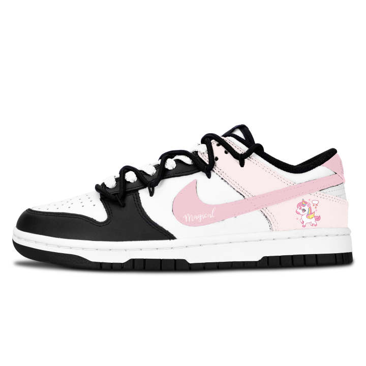 Nike Nike Dunk Black White, Pink Star Horn Leather Slip Resistant Abrasion Resistant Slip Resistant Abrasion Resistant