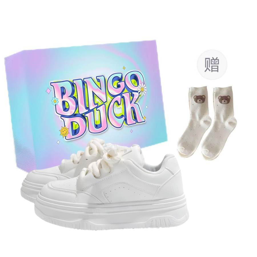 BINGO DUCK Slip Resistant Slip Resistant Low top Skateboard Shoes Women's White