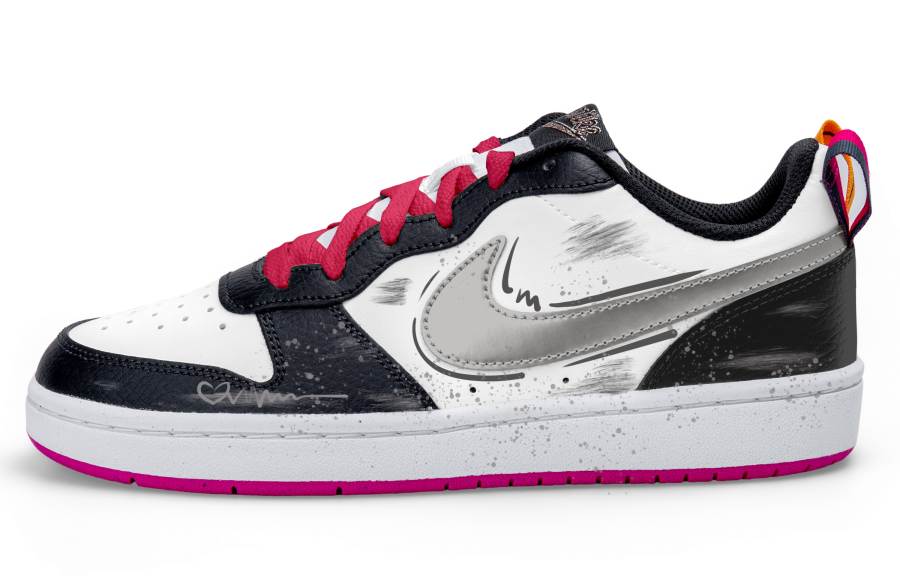 Nike Nike Court Borough Low top Kids' Skateboarding Shoes White Black Silver Teenagers