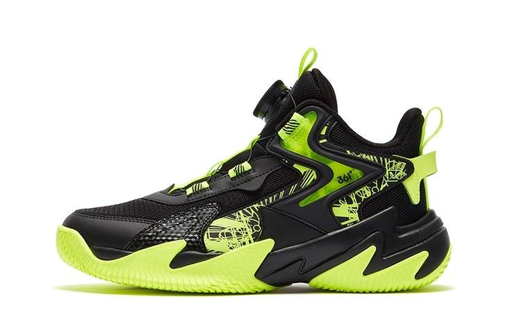 361°KIDS Brave General Low top Children's Basketball Shoes Black Green Kids'