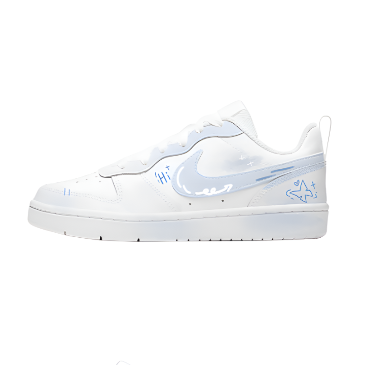 Nike Nike Court Borough Light Blue Fun Leather Slip Resistant Cushioning Abrasion Resistant