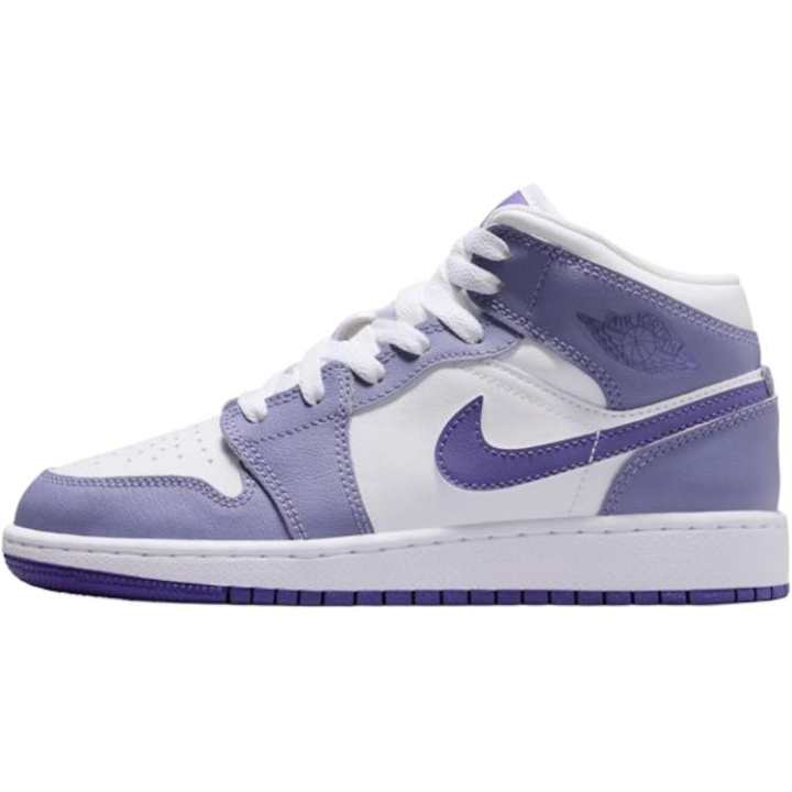 Jordan Jordan 1 Mid top Basketball Shoes Purple White Unisex