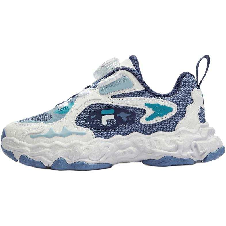 FILA KIDS Fossil Shoes Lightweight Cushioning Low top Kids' Running Shoes Misty Blue/FILA White