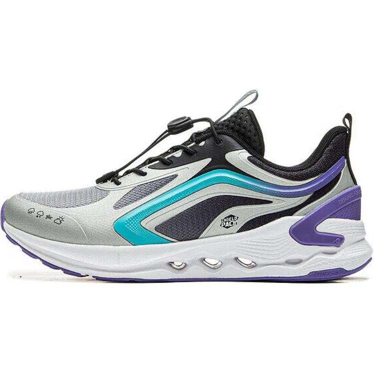 Li-Ning YOUNG Li Ning YOUNG Slip Resistant Abrasion Resistant Low top Kids' Running Shoes Silver Gray Kids'