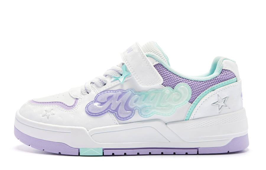 QIAODAN Low top Kids' Skateboarding Shoes White Pure Purple Teenagers