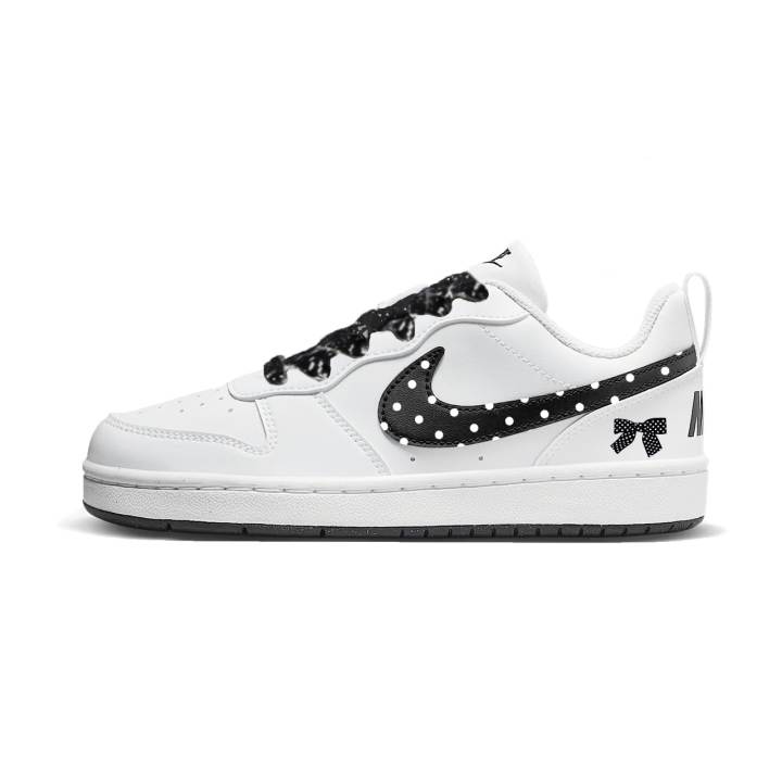 Nike Nike Court Borough Black Sugar Polka Dot Synthetic Leather Abrasion Resistant Abrasion Resistant Low top