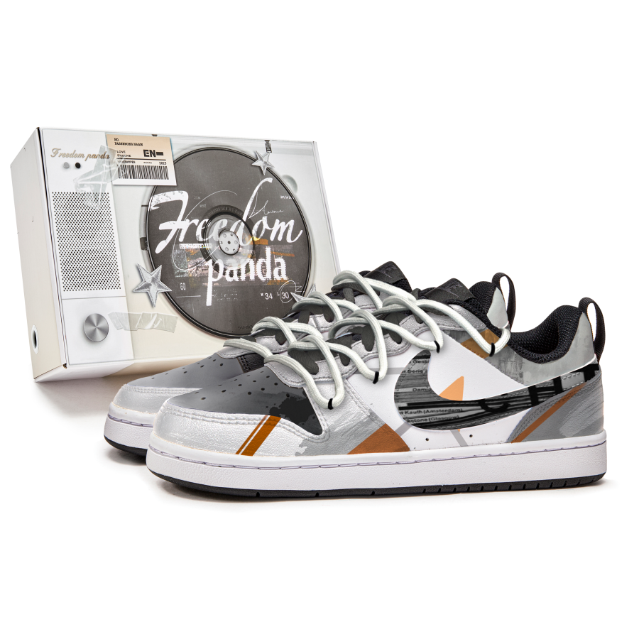 Nike Nike Court Borough 2 Slip Resistant Cushioning Abrasion Resistant Low top Kids' Skateboarding Shoes Orange Gray
