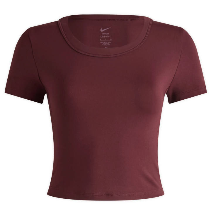 Nike Nike T Shirts Women's Burgundy Red/White Crew Neck Moderate
