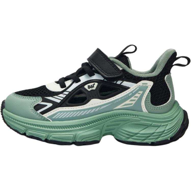 361°KIDS Abrasion Resistant Breathable Low top Kids Lifestyle Shoes Carbon Black/Green Children Aged 3 7 Years Old