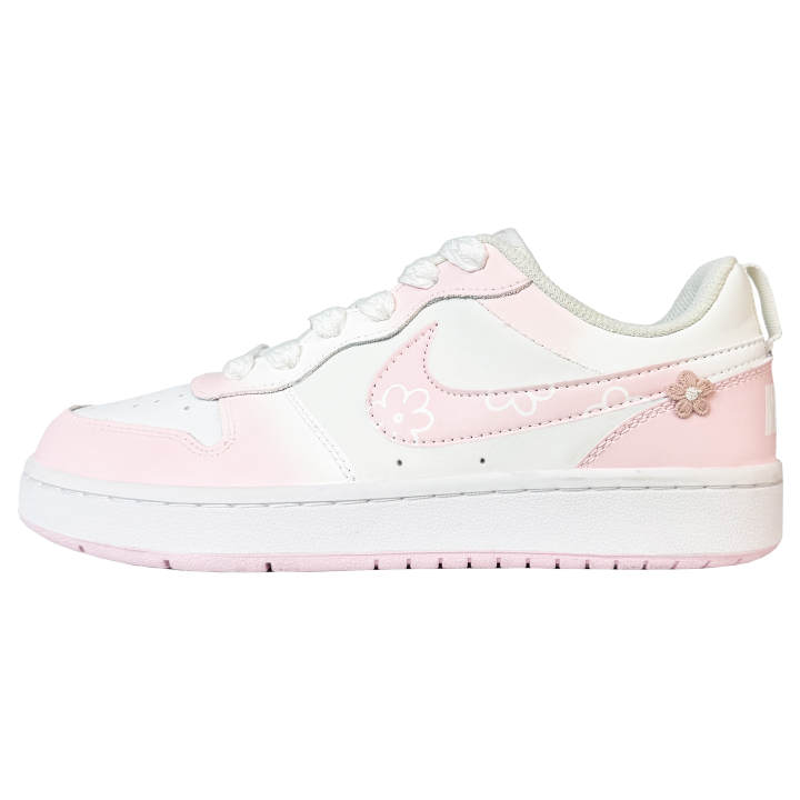 Nike Nike Court Borough Flower Moon Night Slip Resistant Abrasion Resistant Low top Kids' Skateboarding Shoes Pink White