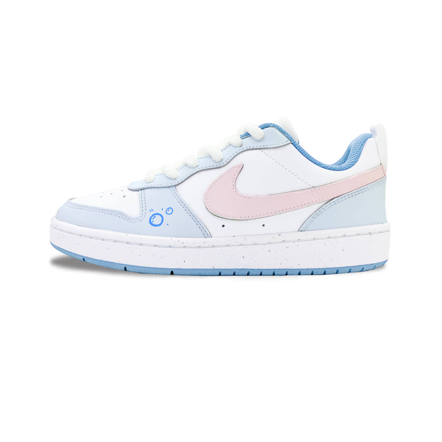 Nike Nike Court Borough Sea Salt Berries Anti Slip Wear Resistant Low Top Kids' Skateboarding Shoes White Teenagers