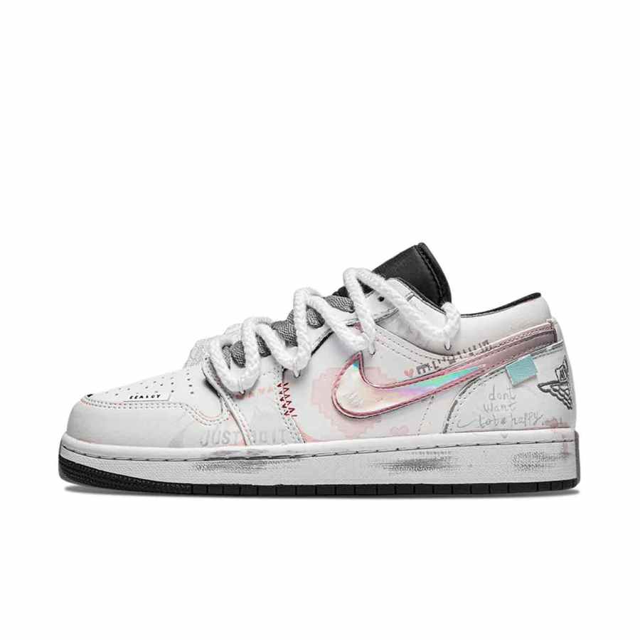 Jordan Jordan Air Jordan 1 Low top Children's Basketball Shoes White Pink Teenagers