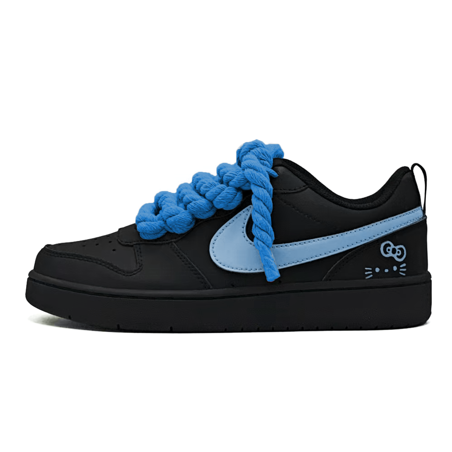 Nike Nike Court Borough Sweet Dream Blue Cat Leather Slip Resistant Low top Kids' Skateboarding Shoes Light Blue Teenagers