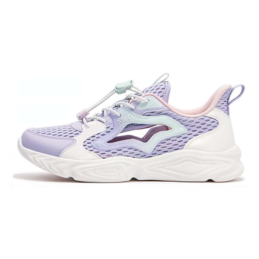 XTEP Synthetic Leather, Textile Low top Running Shoes Purple And White Blue Unisex