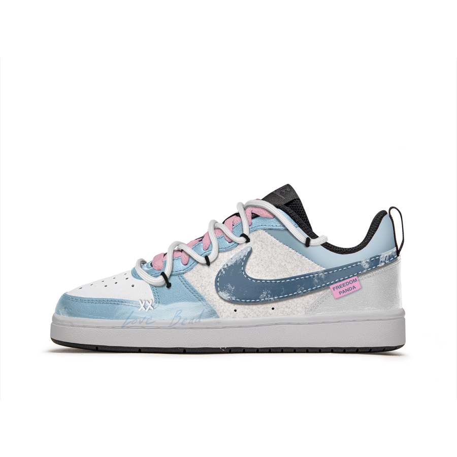 Nike Nike Court Borough Romantic Sandy Beach Slip Resistant Abrasion Resistant Low top Kids' Skateboarding Shoes Blue White