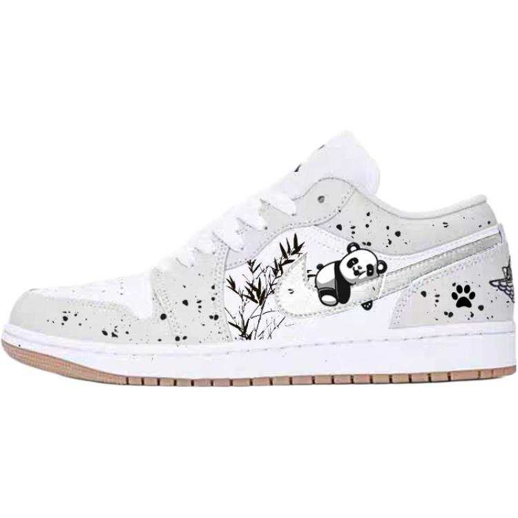 Jordan Jordan Air Jordan 1 Synthetic Leather Slip Resistant Abrasion Resistant Low top Children's Basketball Shoes Gray