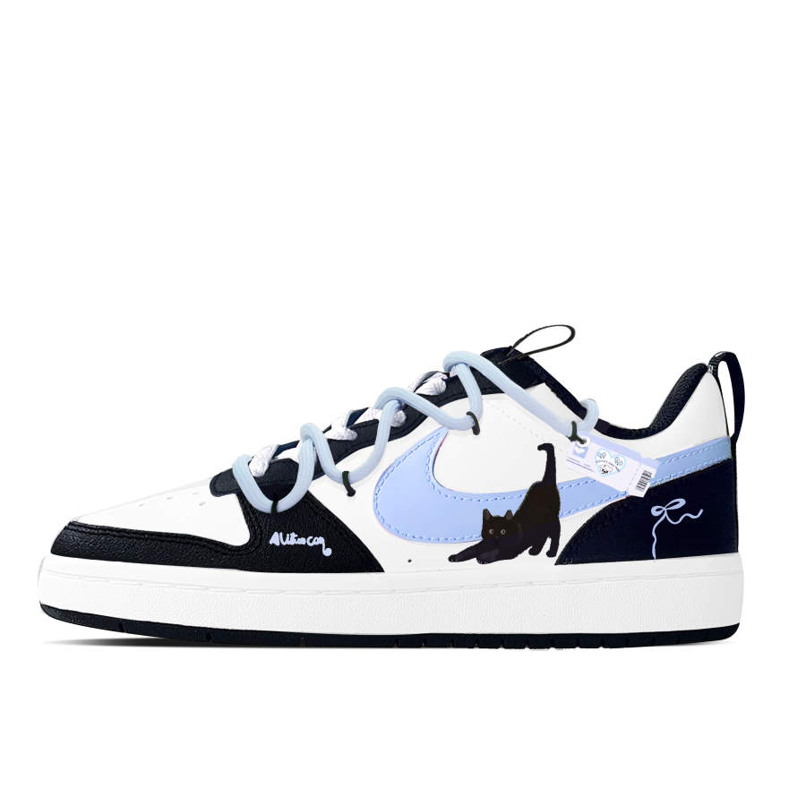 Nike Nike Court Borough Low 2 Synthetic Leather Low top Kids' Skateboarding Shoes Blue Teenagers