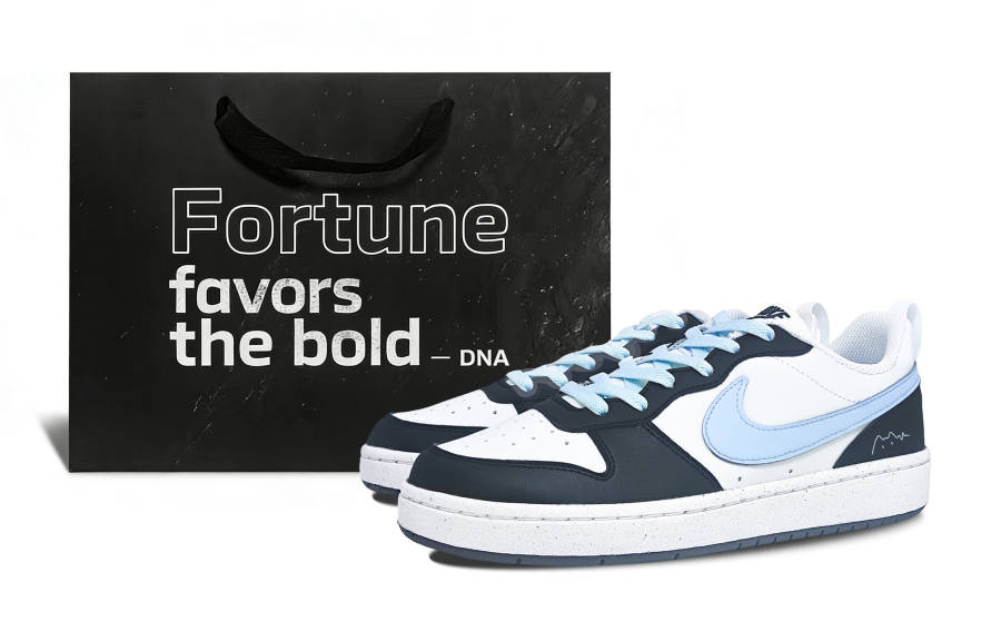 Nike Nike Court Borough LOW RECRAFT Slip Resistant Cushioning Low top Kids' Skateboarding Shoes Blue Black Teenagers