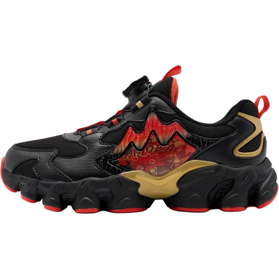 QIAODAN Synthetic Leather, Textile Low top Casual Shoes Black/Signal Red 34 42 Teenagers