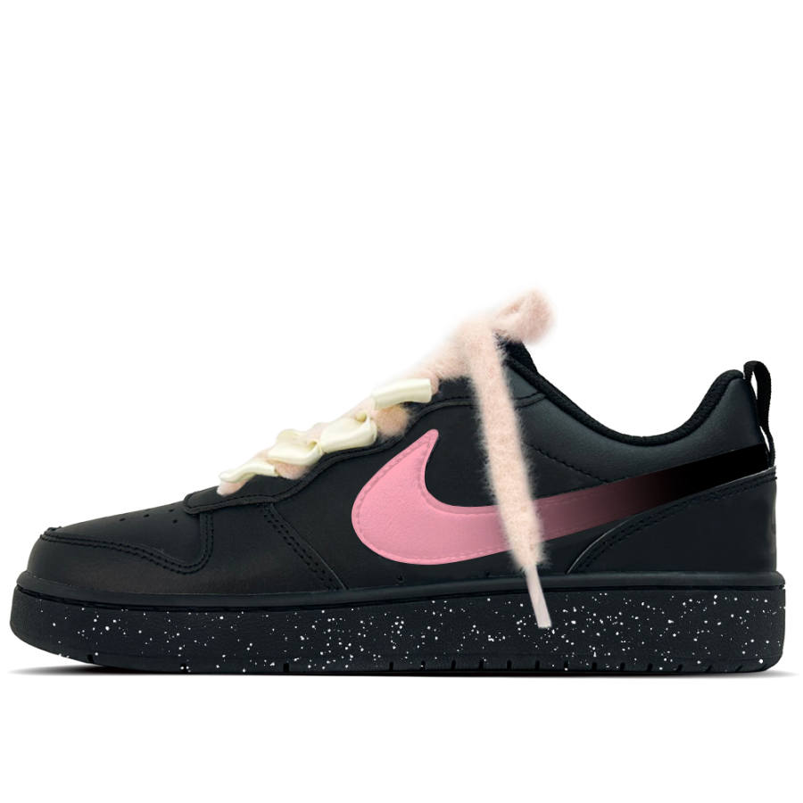 Nike Nike Court Borough Ink Nebula Leather Slip Resistant Abrasion Resistant Low top Kids' Skateboarding Shoes Black