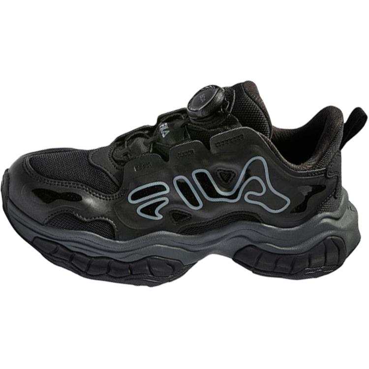 FILA KIDS BOA Abrasion Resistant Rebound Cushioning Low top Kids' Running Shoes Black Teenagers