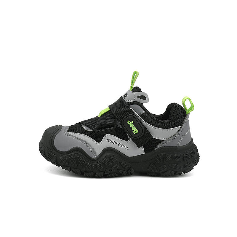 Jeep Synthetic Leather Anti Kick, Abrasion Resistant, And Breathable Kids Lifestyle Shoes Black Gray Kids'