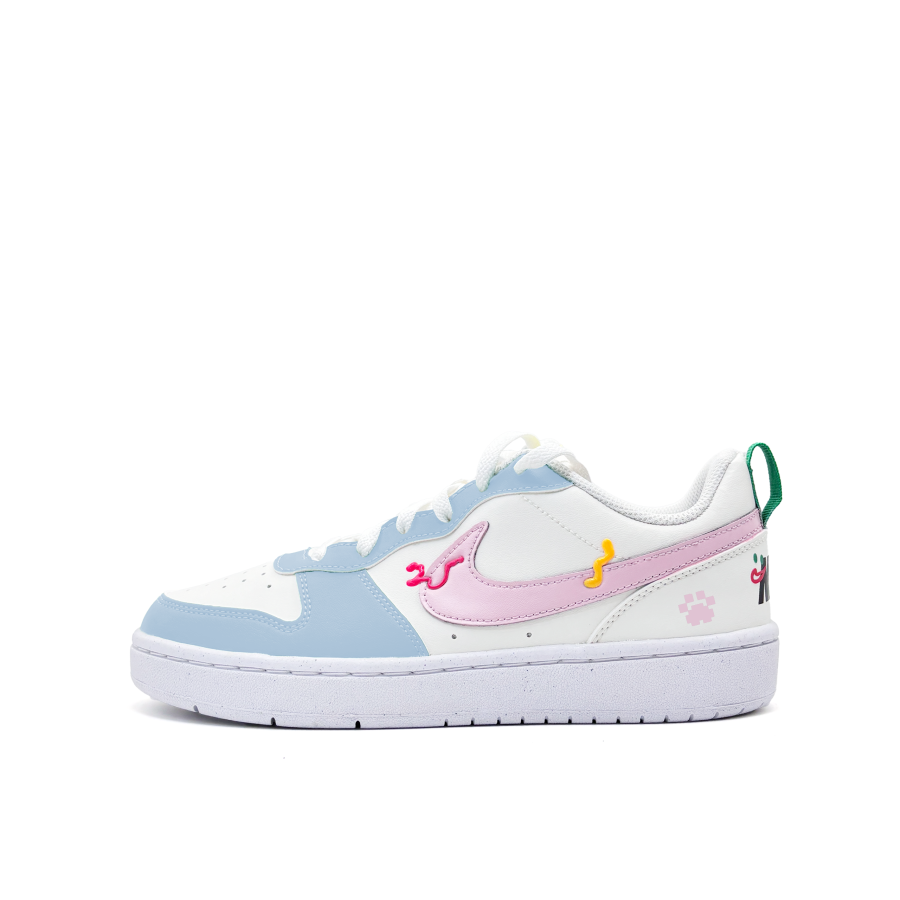 Nike Nike Court Borough Pink Blue Fantasy Island Synthetic Leather Slip Resistant Abrasion Resistant Low top