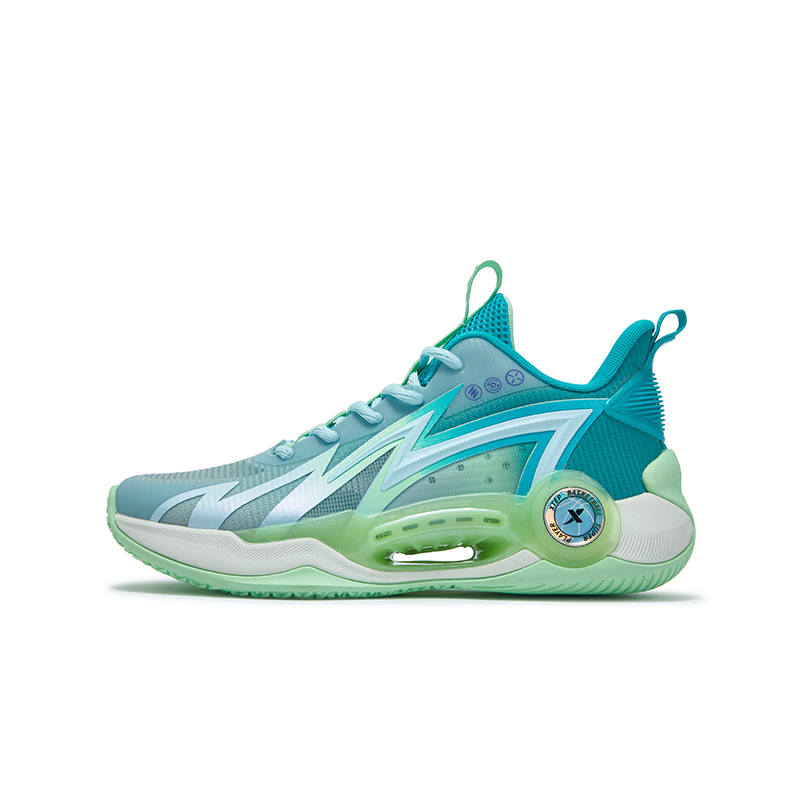 XTEP Sifeng 3.0 Slip Resistant Cushioning Abrasion Resistant Low top Basketball Shoes Refreshing Blue Turquoise Green