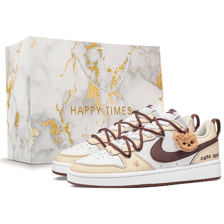 Nike Nike Court Borough Fearless Bear Synthetic Leather Slip Resistant Abrasion Resistant Low top Skateboard Shoes
