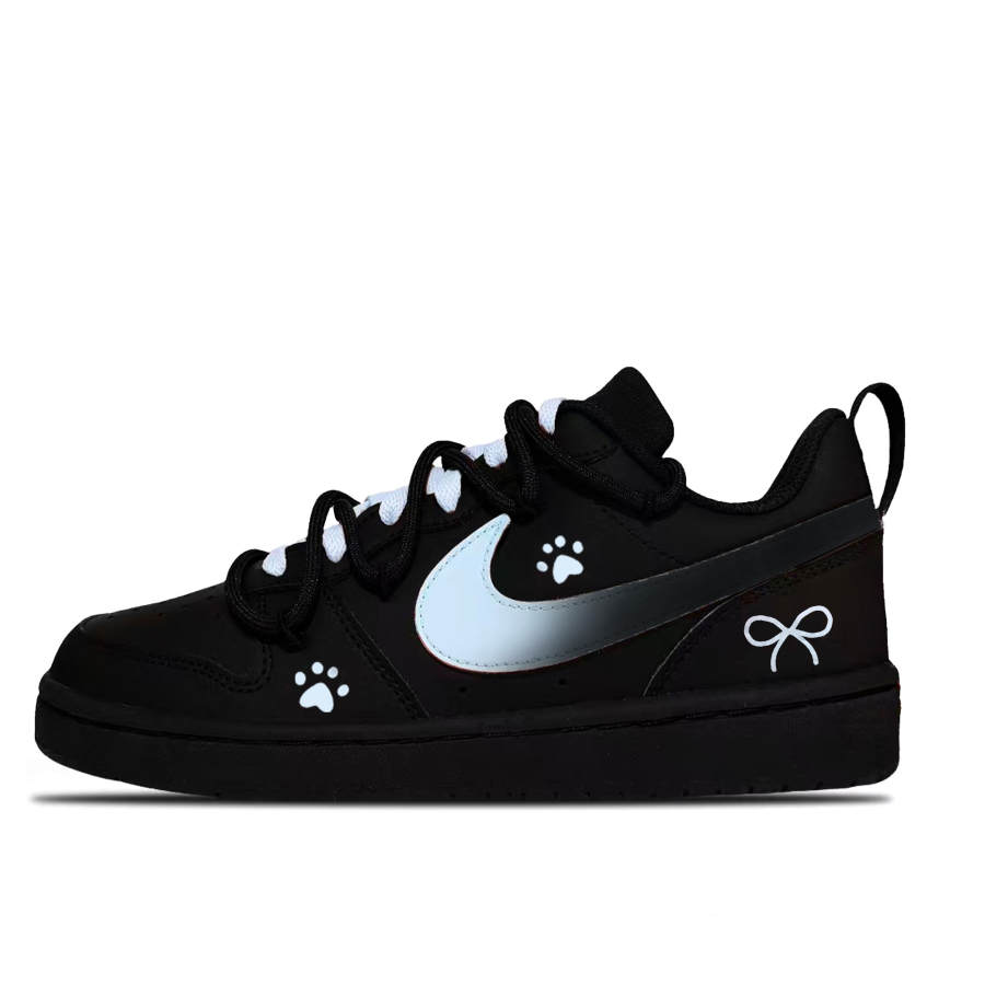 Nike Nike Court Borough Mist Blue Cat Paw Leather Low top Kids' Skateboarding Shoes Teenagers