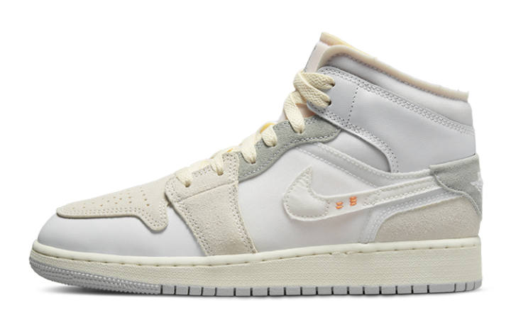 Jordan Jordan 1 Mid SE Craft Inside Out White Grey GS
