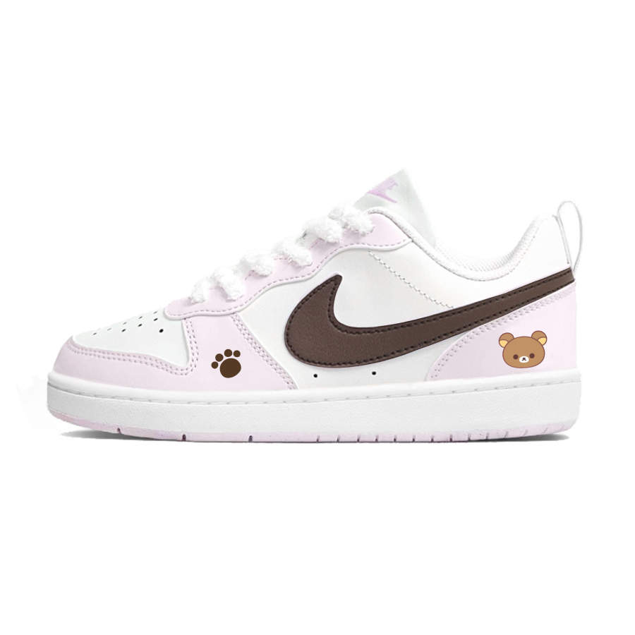 Nike Nike Court Borough Leather Slip Resistant Abrasion Resistant Low top Kids' Skateboarding Shoes Pink Brown Teenagers